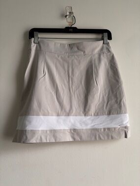 DC Beige Mini Skirt with White Hem Band